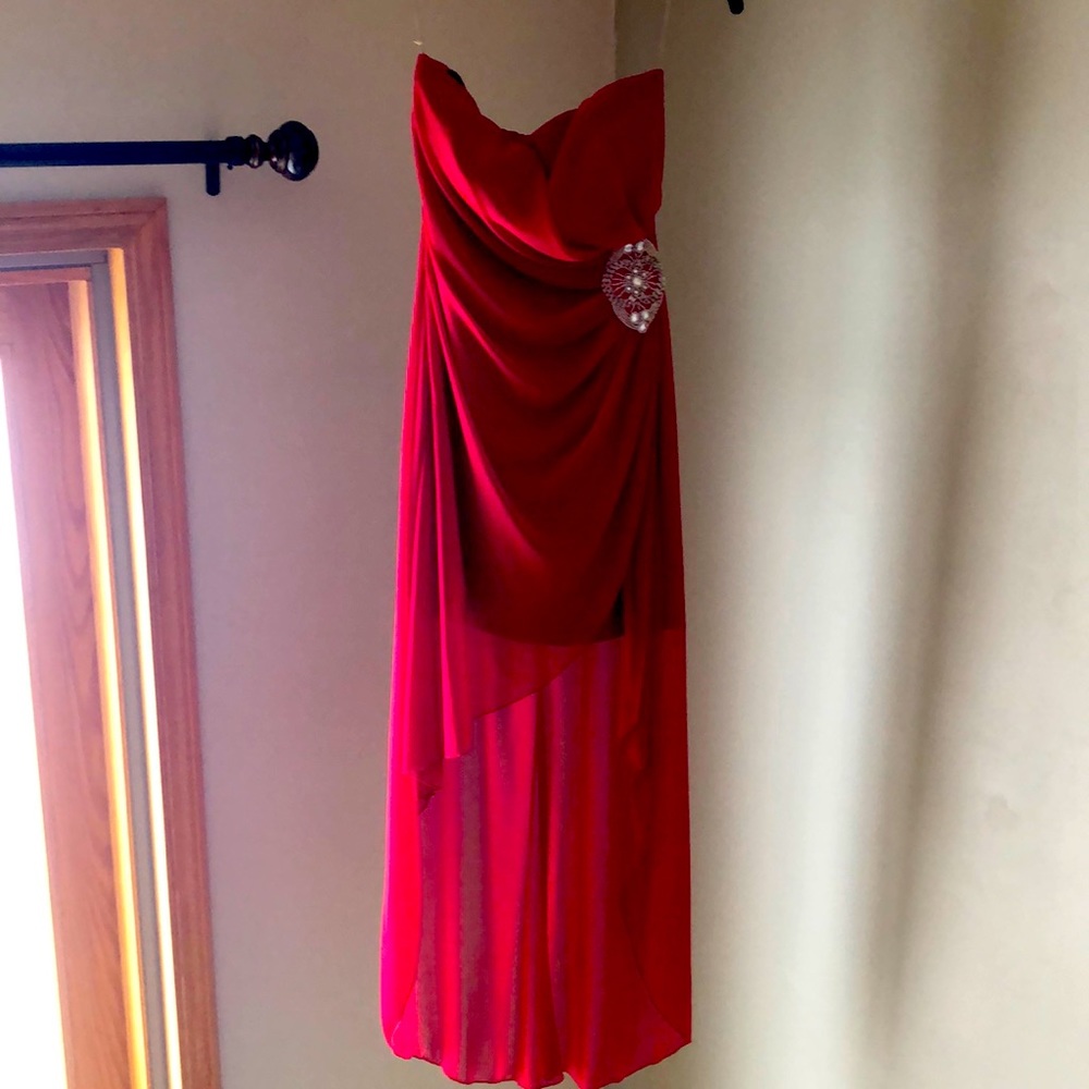 Elegant Red high-low Dress